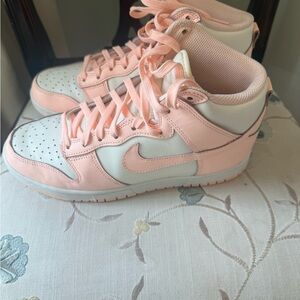Nike Dunk High Top Sneakers in Light Pink/Peach and White size 8